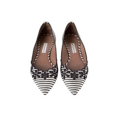 TABITHA SIMMONS seda blanca y negra SWEETHEART STRIPED Zapatos planos 38