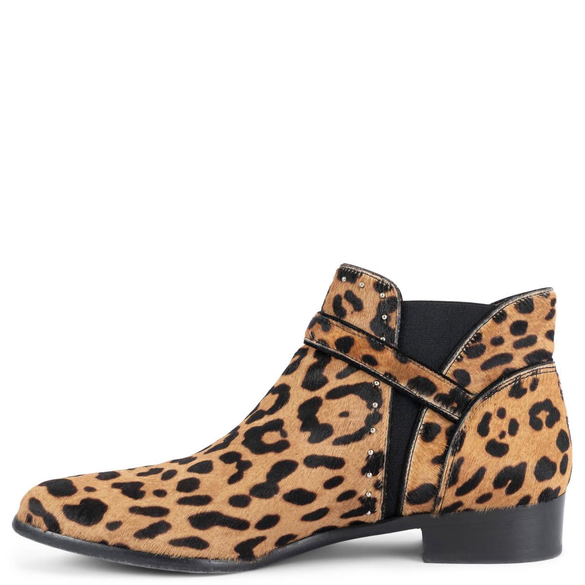 Black TABITHA SIMMONS camel calf hair GIGI LEOPARD Ankle Boots Shoes 38.5 For Sale