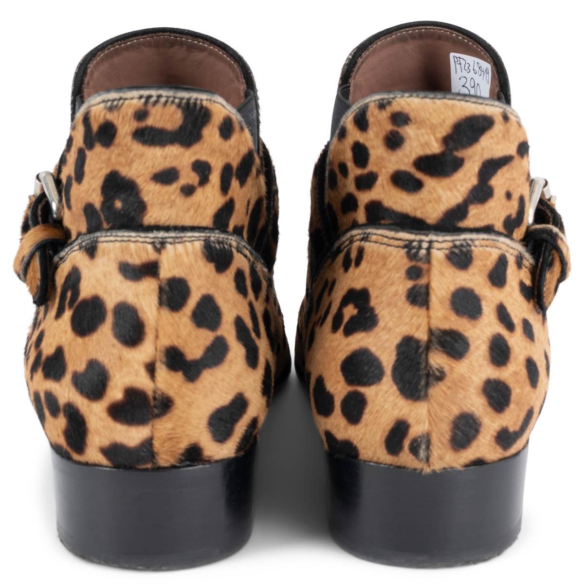 TABITHA SIMMONS camel calf hair GIGI LEOPARD Ankle Boots Shoes 38.5 In Excellent Condition For Sale In Zürich, CH