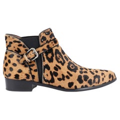 TABITHA SIMMONS camel calf hair GIGI LEOPARD Ankle Boots Shoes 38.5