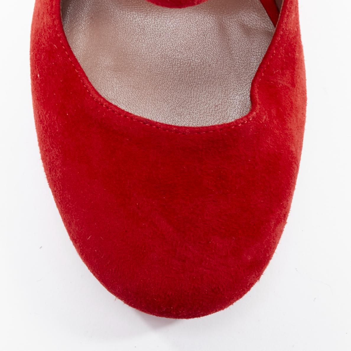 TABITHA SIMMONS Moda red suede leather silver buckles strappy heels EU37 For Sale 1