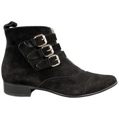 TABITHA SIMMONS Size 10 Black Suede Straped EARLY Ankle Boots