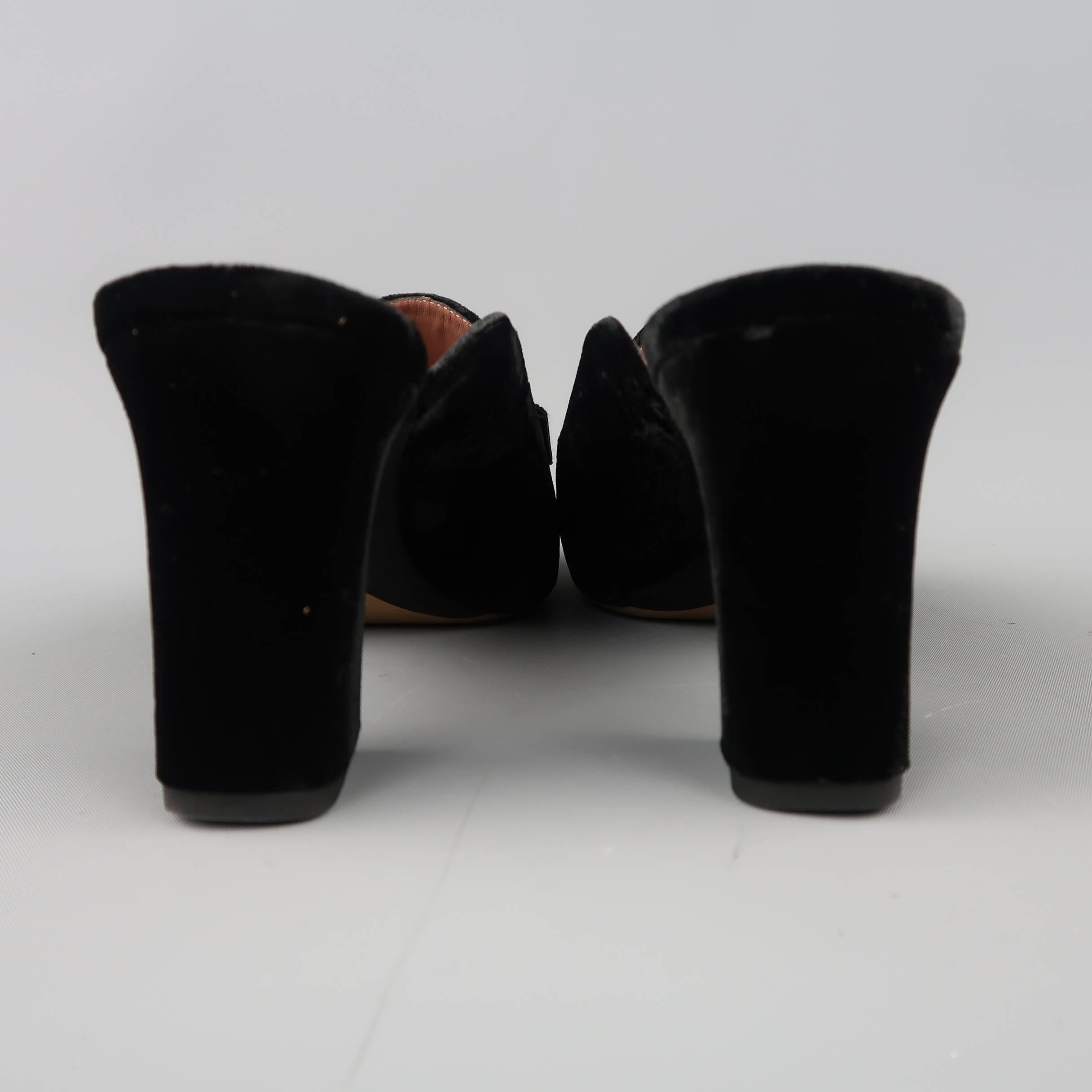 TABITHA SIMMONS Size 10 Black Velvet Bow Opera Pump Mules In New Condition In San Francisco, CA