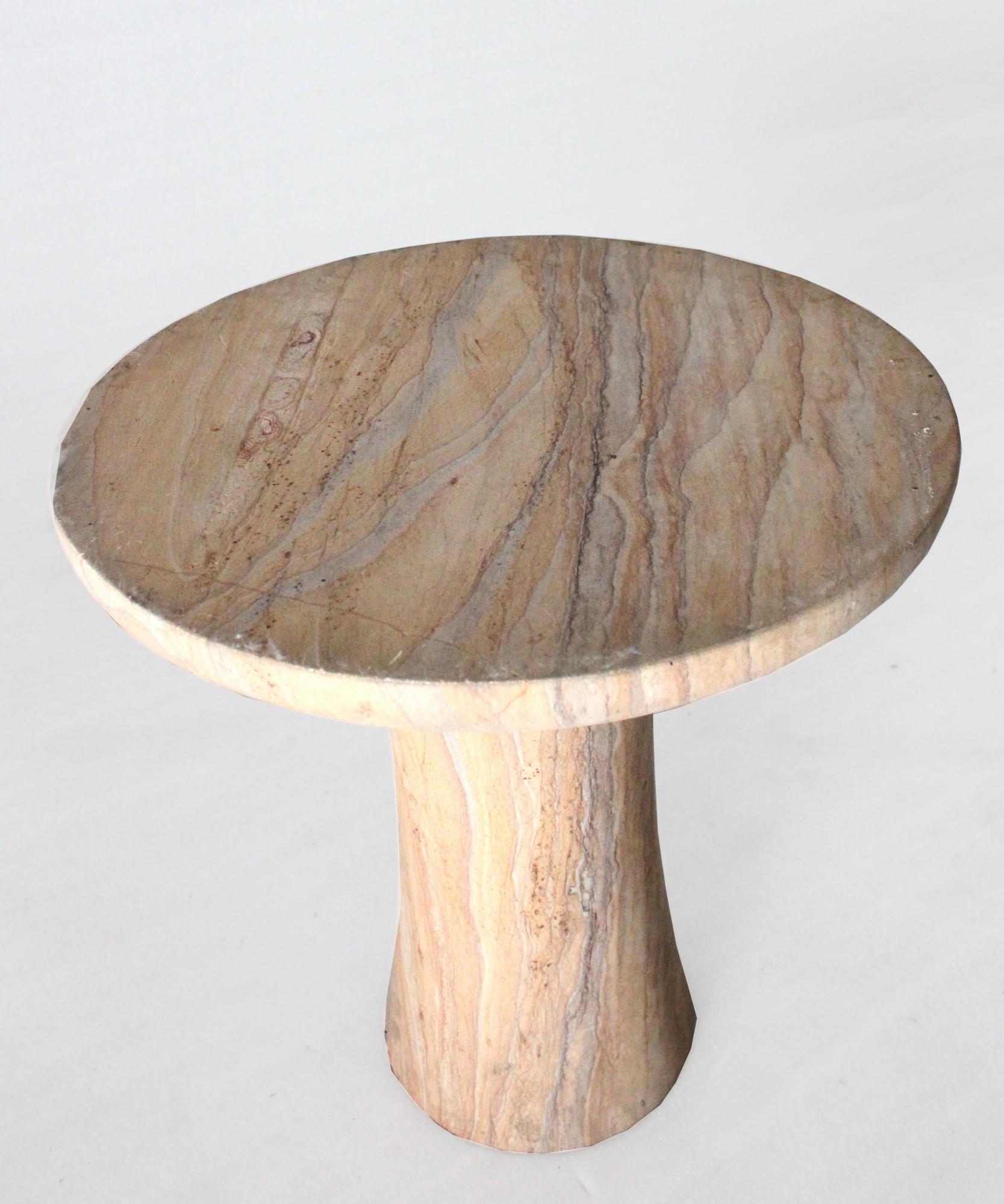 Contemporary Tabla Table in Rainbow Teakwood Handcrafted in India by Paul Mathieu For Sale