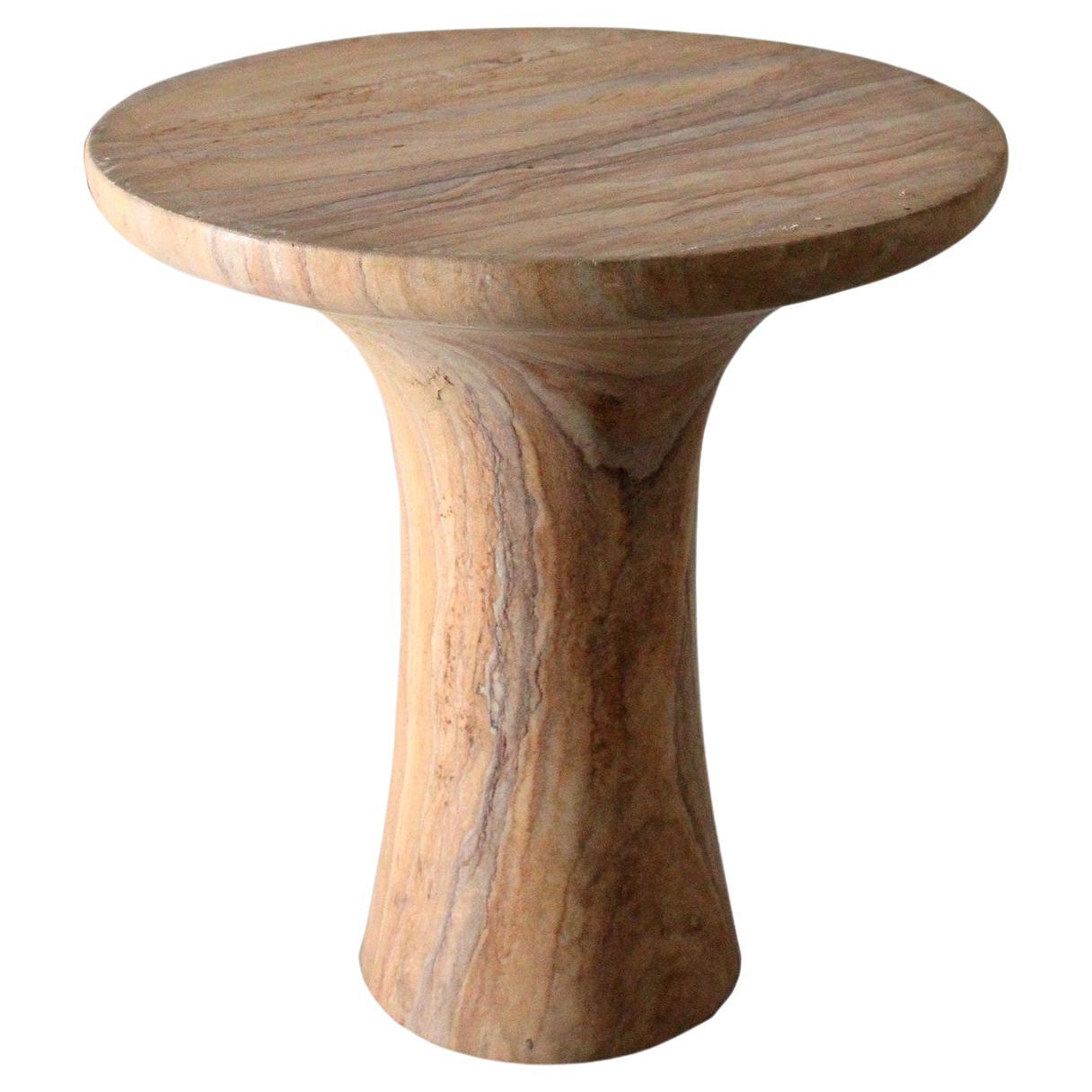 Tabla Table in Rainbow Teakwood Handcrafted in India by Paul Mathieu For Sale