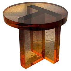 Golden Amber Ombre Sunset Crystal Contemporary Side Table 08 by Saerom Yoon