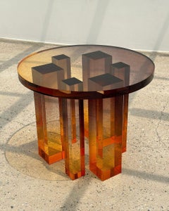 Amber Blush Sunset Gradient Crystal Round Contemporary Table 11 by Saerom Yoon