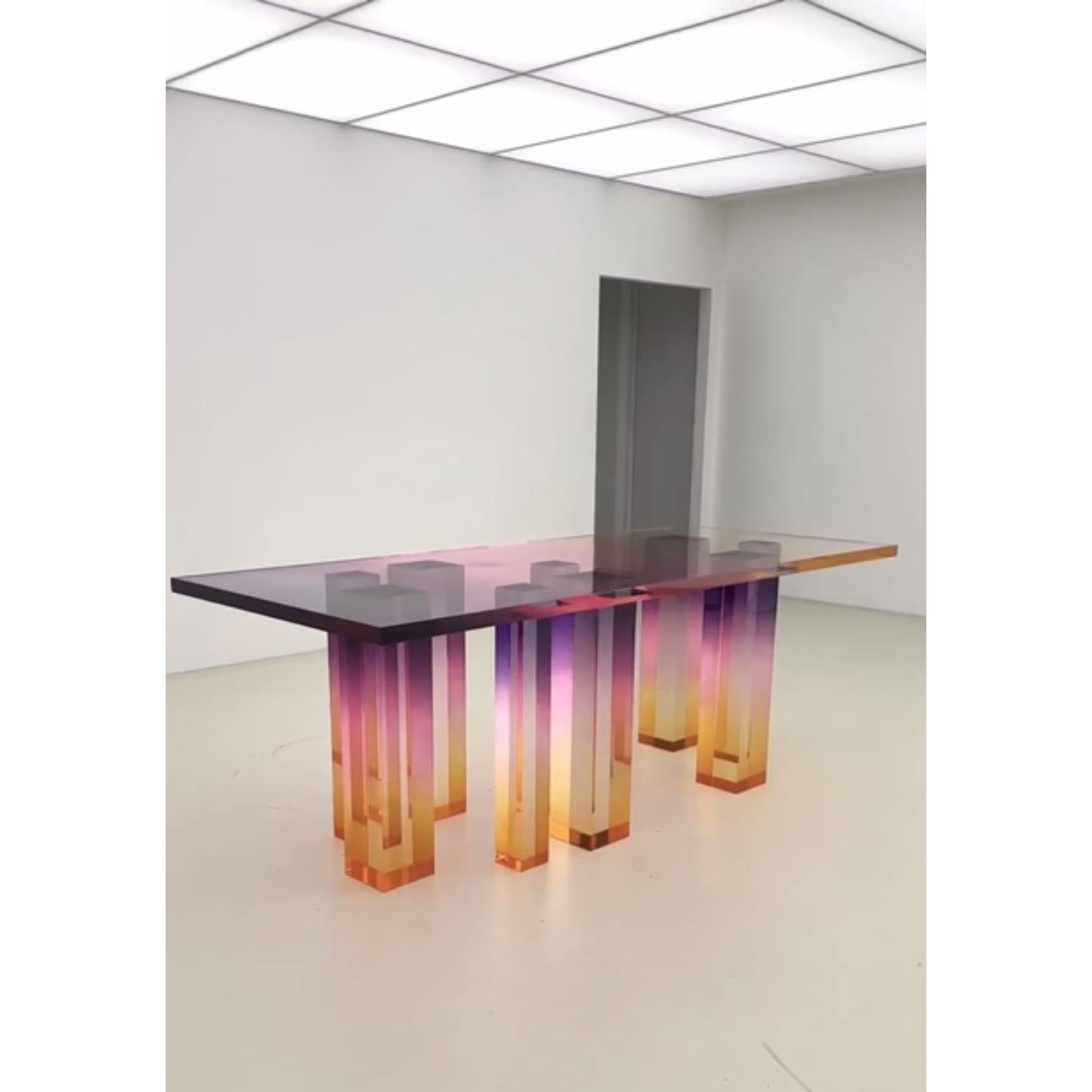 Korean Gradient Acrylic Crystal Sunset Contemporary Art Dining Table 14 by Saerom Yoon For Sale