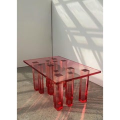 Red Acrylic Crystal Sunset Contemporary Art Dining Table 15 by Saerom Yoon