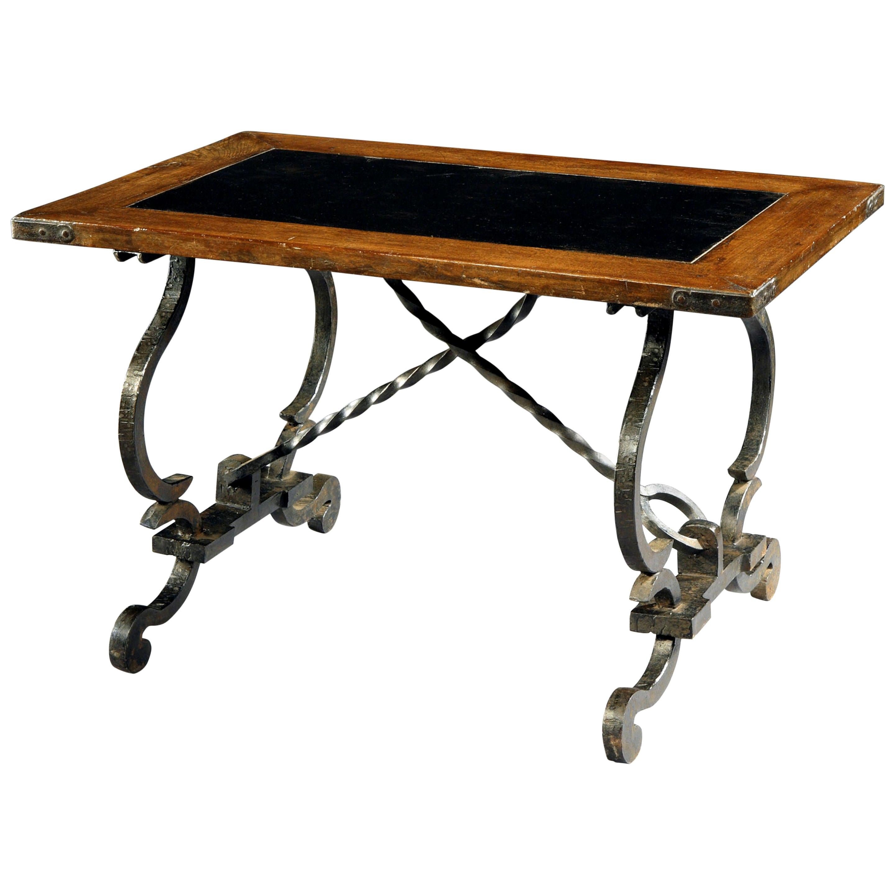 Tavolo, 18° secolo, Svizzera, piano in Oak Oak barocco, ardesia