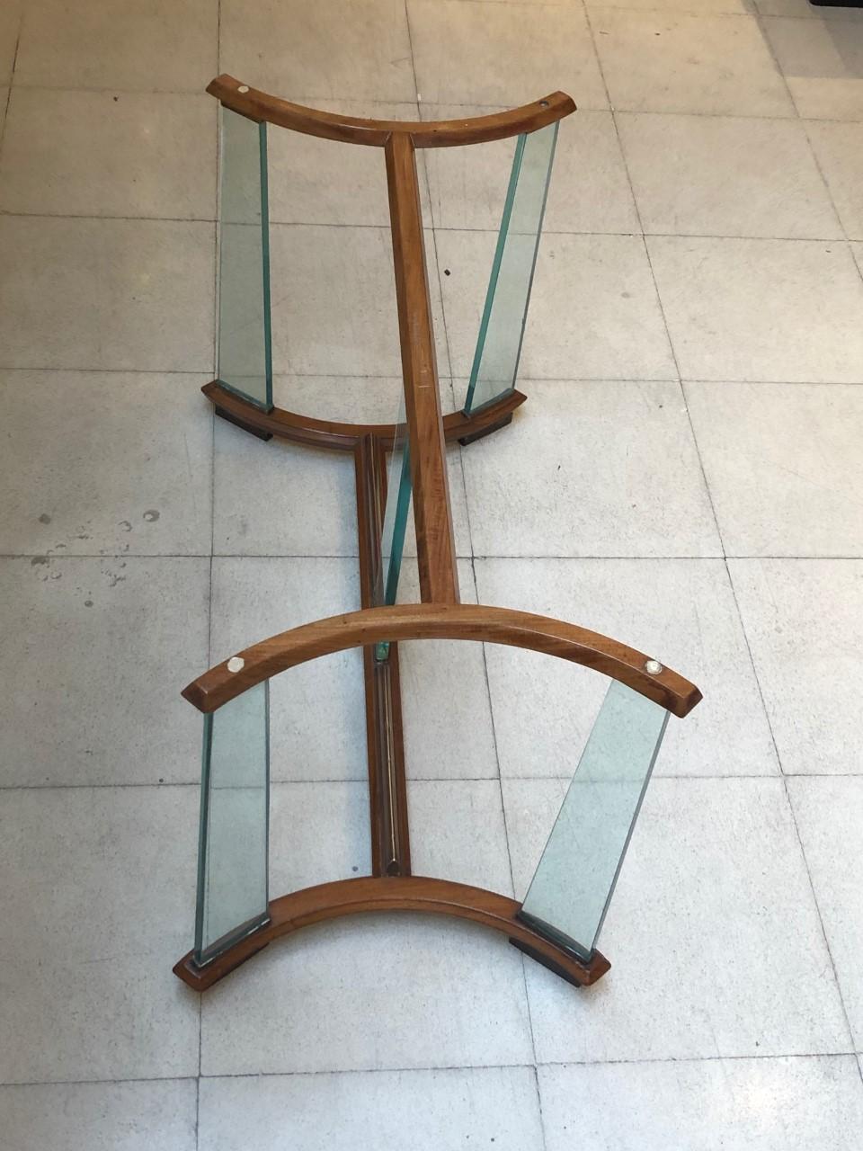 Table 1950 in Glass, Wood and Bronze, Italian For Sale 2