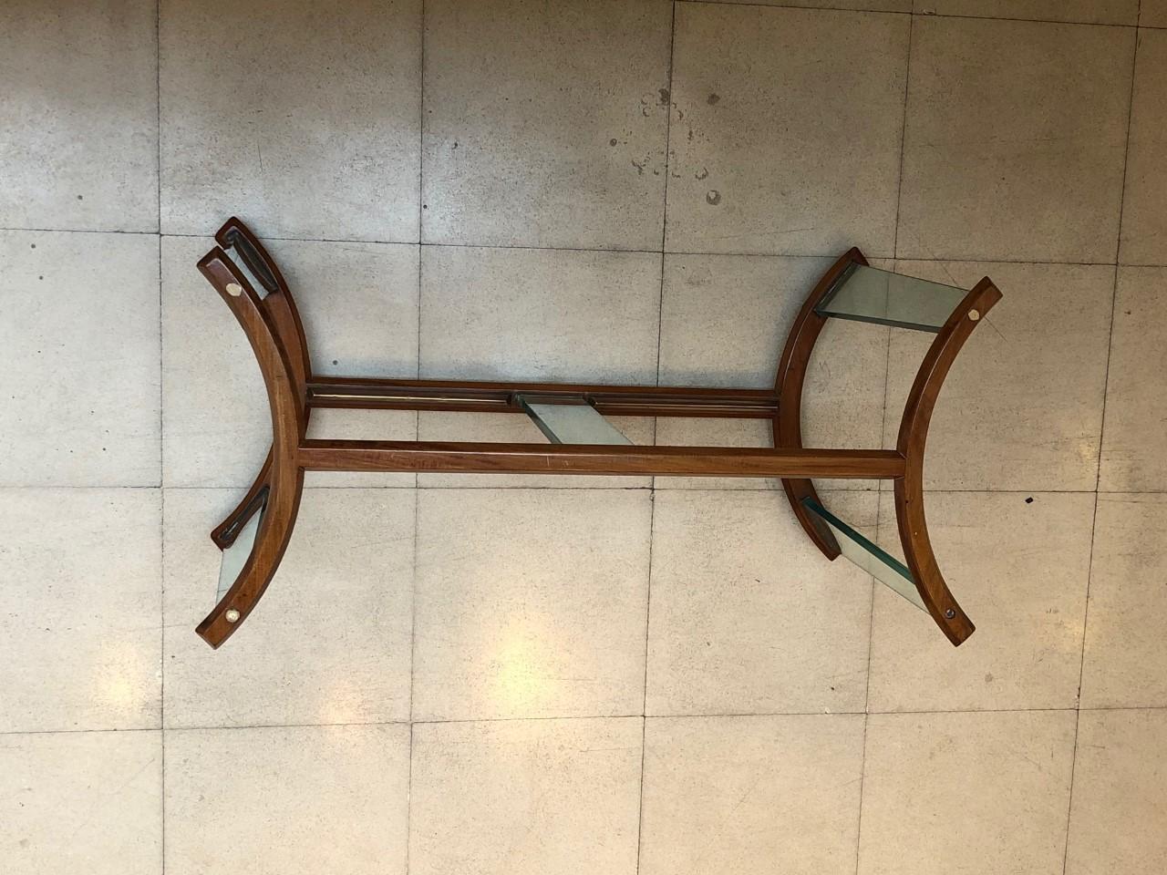 Table 1950 in Glass, Wood and Bronze, Italian For Sale 3