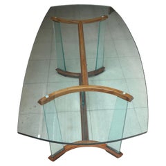 Vintage Table 1950 in Glass, Wood and Bronze, Italian