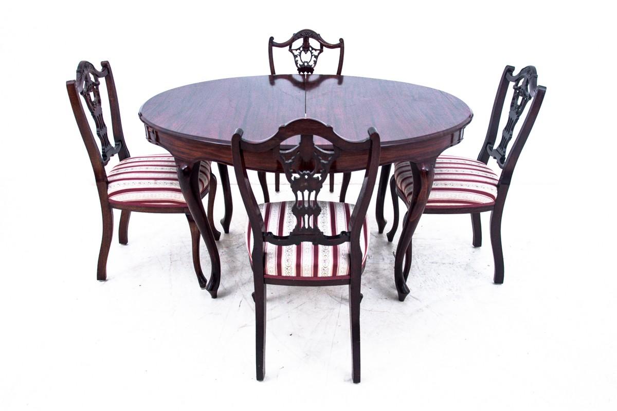 Art Nouveau Table + 4 Chairs, Northern Europe, circa 1910