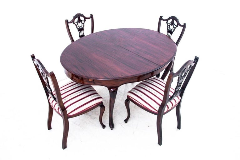 Swedish Table + 4 Chairs, Northern Europe, circa 1910 For Sale