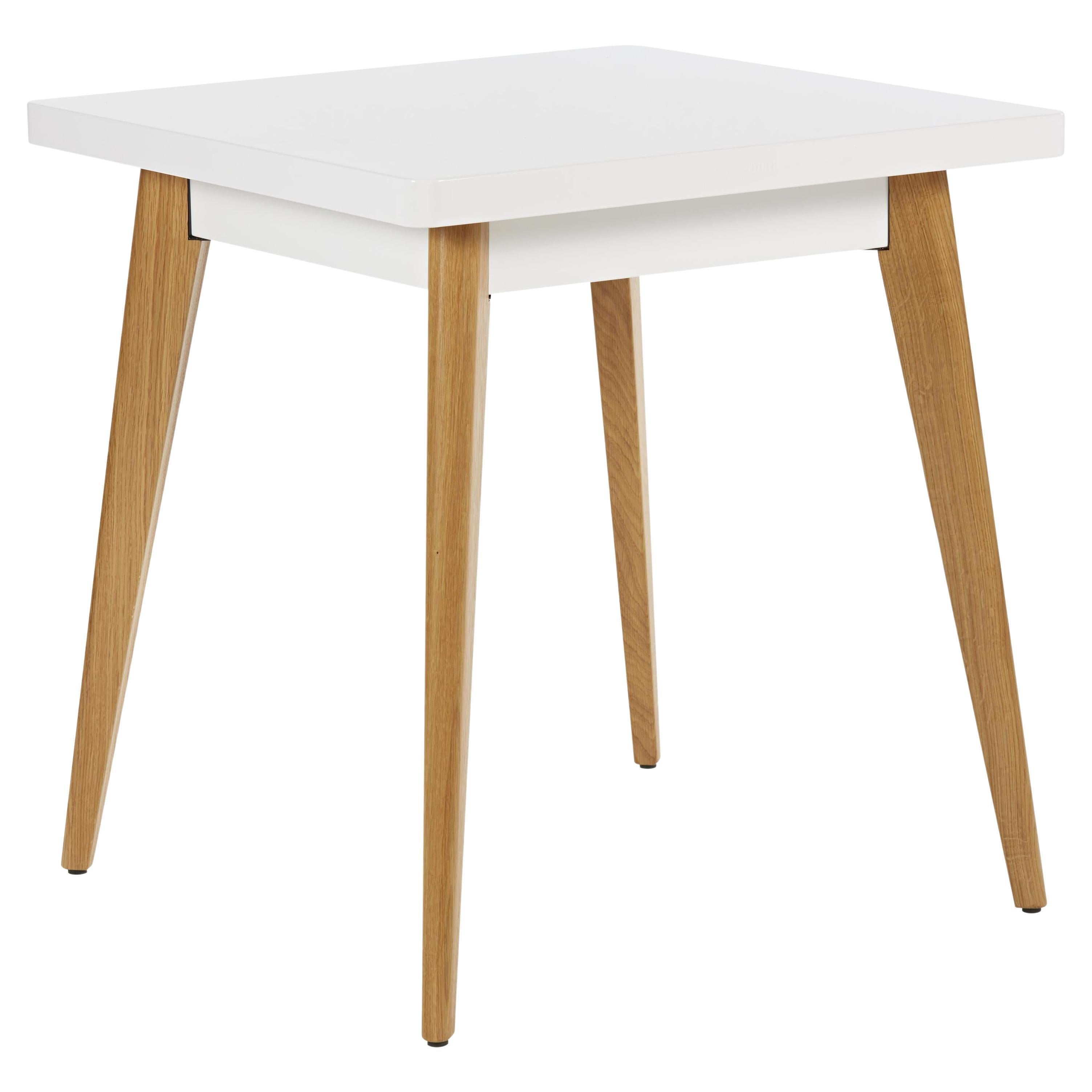 Table 55 Outdoor in White with Wooden Legs by Tolix, US For Sale