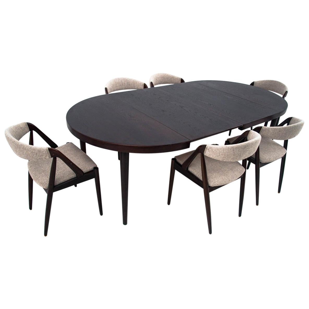Table and 6 Chairs, Design by Kai Kristiansen, Danish Design, 1960s