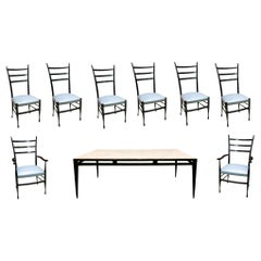 Table '8 People', 2 Armchairs and 6 Chairs 'Attributed to Gio Ponti'