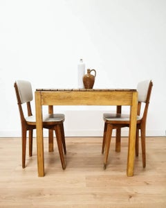 Table à manger en lattes de bois années 60