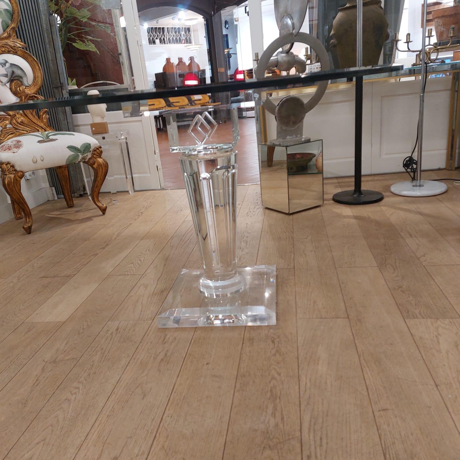 Italian Table à manger en plexiglass et verre Fabian art Roma