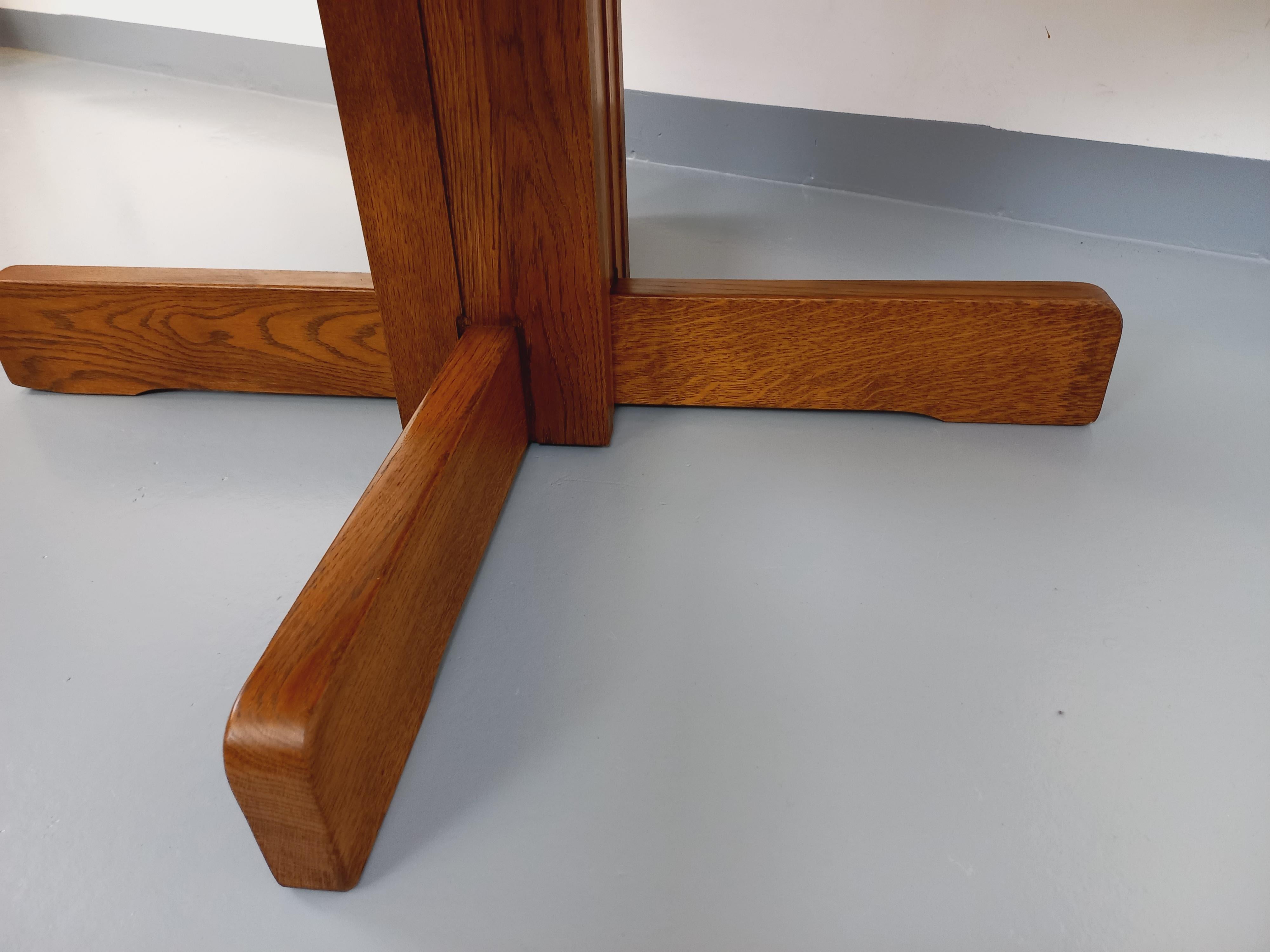 Fin du 20e siècle Table à manger hexagonale vintage des années 80 en bois de chêne en vente