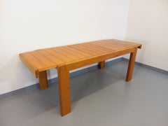 Table à manger Maison Regain vintage des années 70 en orme massif avec rallonge