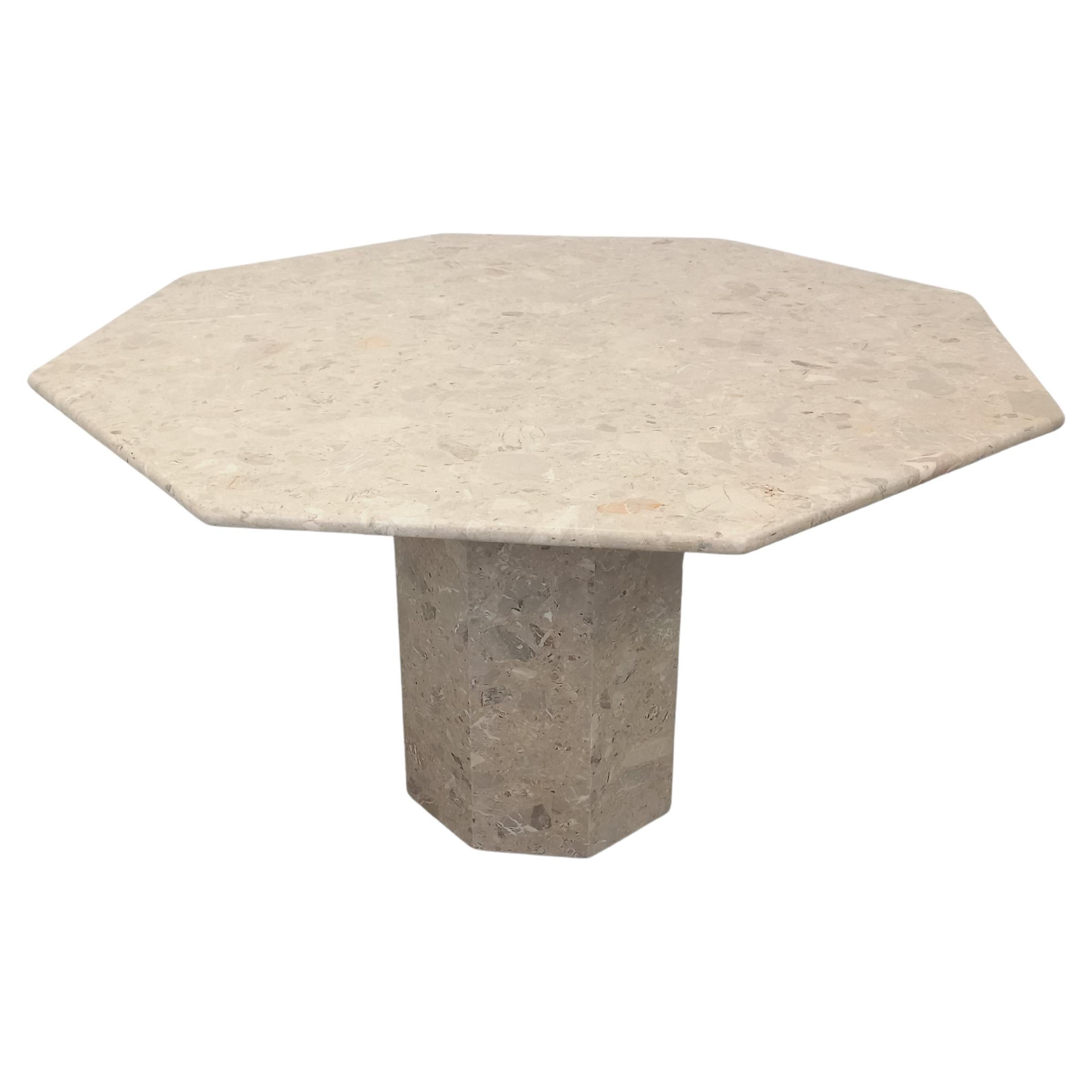 Table à manger octogonale vintage en marbre des années 70 80