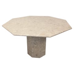 Table à manger octogonale vintage en marbre des années 70 80