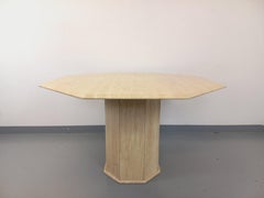 Table à manger octogonale vintage en travertin des années 70 80