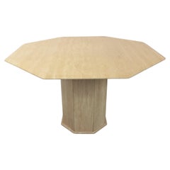 Table à manger octogonale vintage en travertin des années 70 80