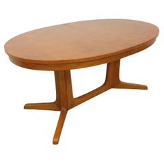 Table à manger ovale Baumann vintage des années 60 70 en bois d’orme clair
