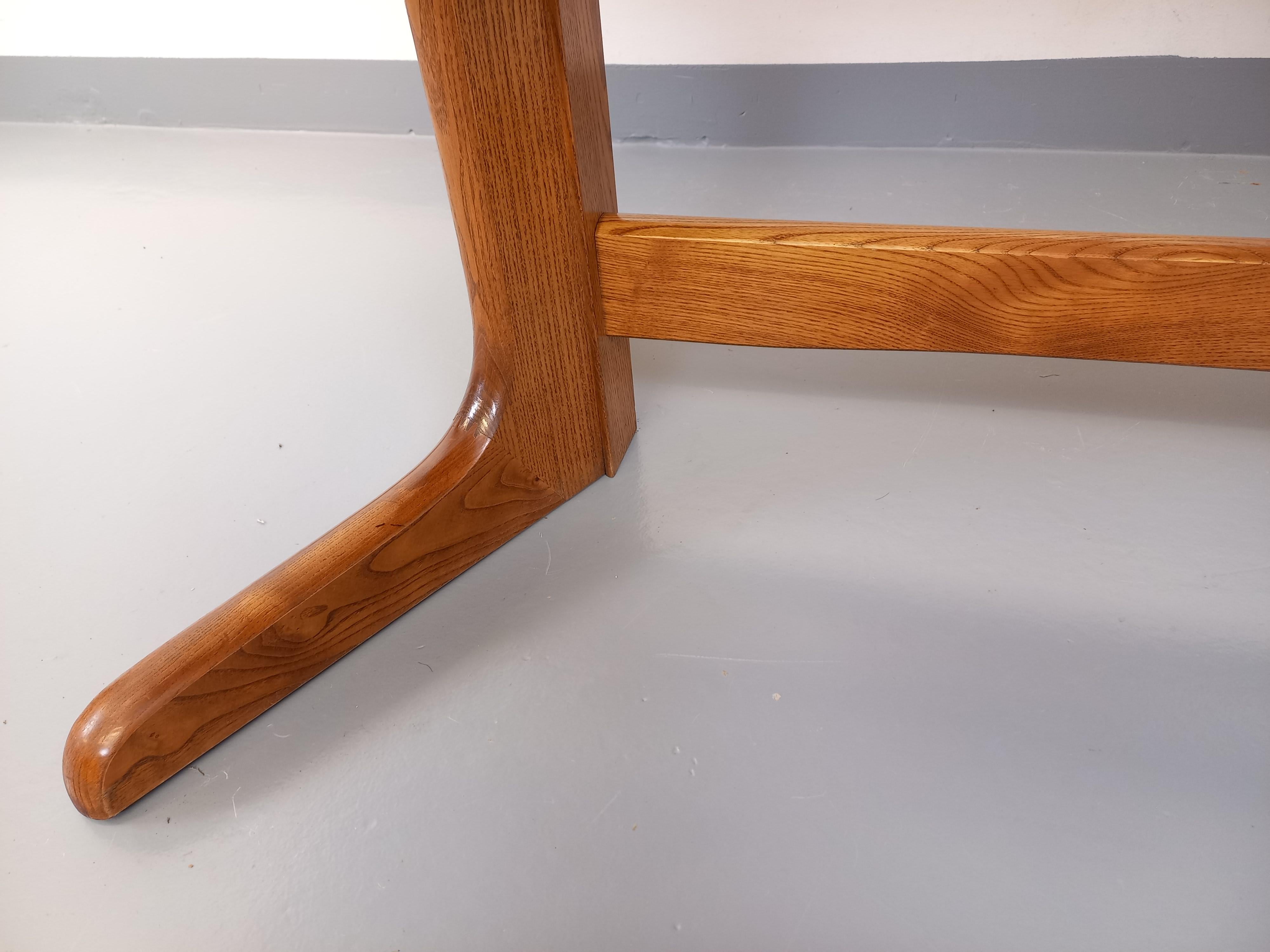 Table à manger ovale style scandinave vintage en chêne et en orme 4 rallonges 10