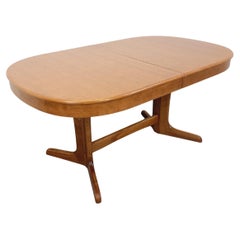 Table à manger ovale style scandinave vintage en chêne et en orme 4 rallonges