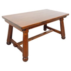 Table à manger rectangulaire brutaliste de Georges Robert en bois de pin foncé