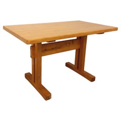 Table à manger rectangulaire Charlotte Perriand Les Arcs vintage pin années 70