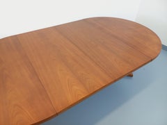 Table à manger ronde scandinave vintage en teck des années 60 avec rallonges