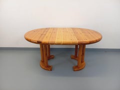 Table à manger ronde scandinave vintage Rainer Daumiller en pin des années 60 70