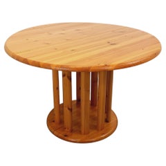 Table à manger ronde scandinave vintage style Rainer Daumiller en pin années 60