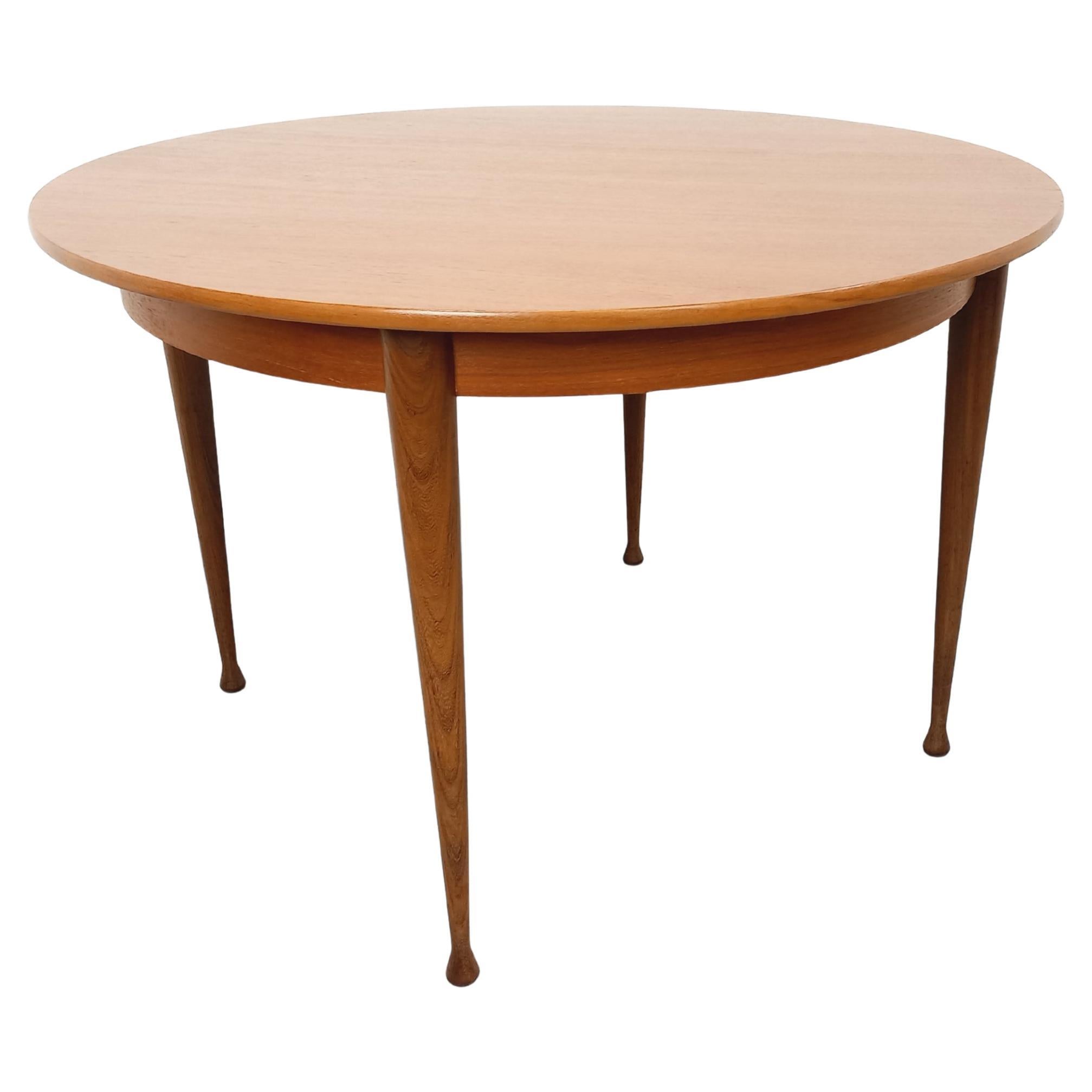 Table à manger ronde style scandinave vintage des années 50 60 en teck