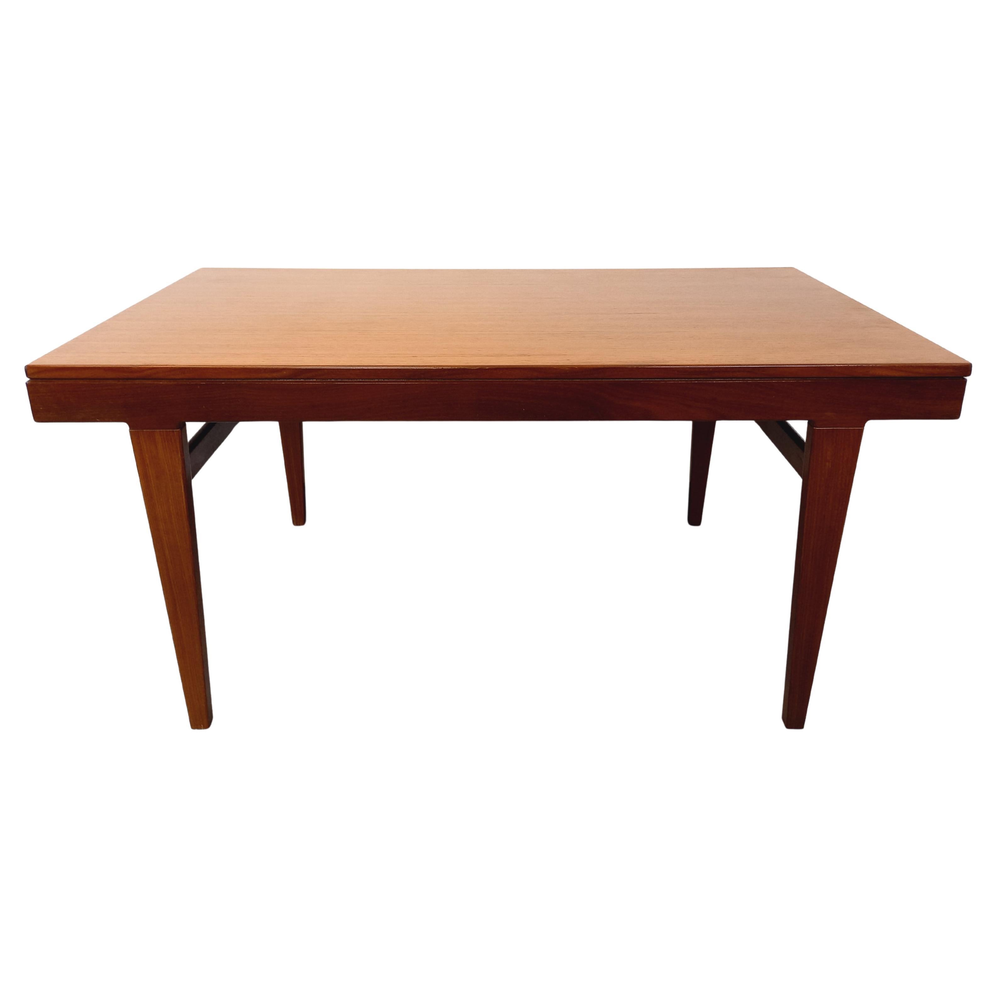 Table à manger scandinave vintage des années 50 60 en teck avec rallonge