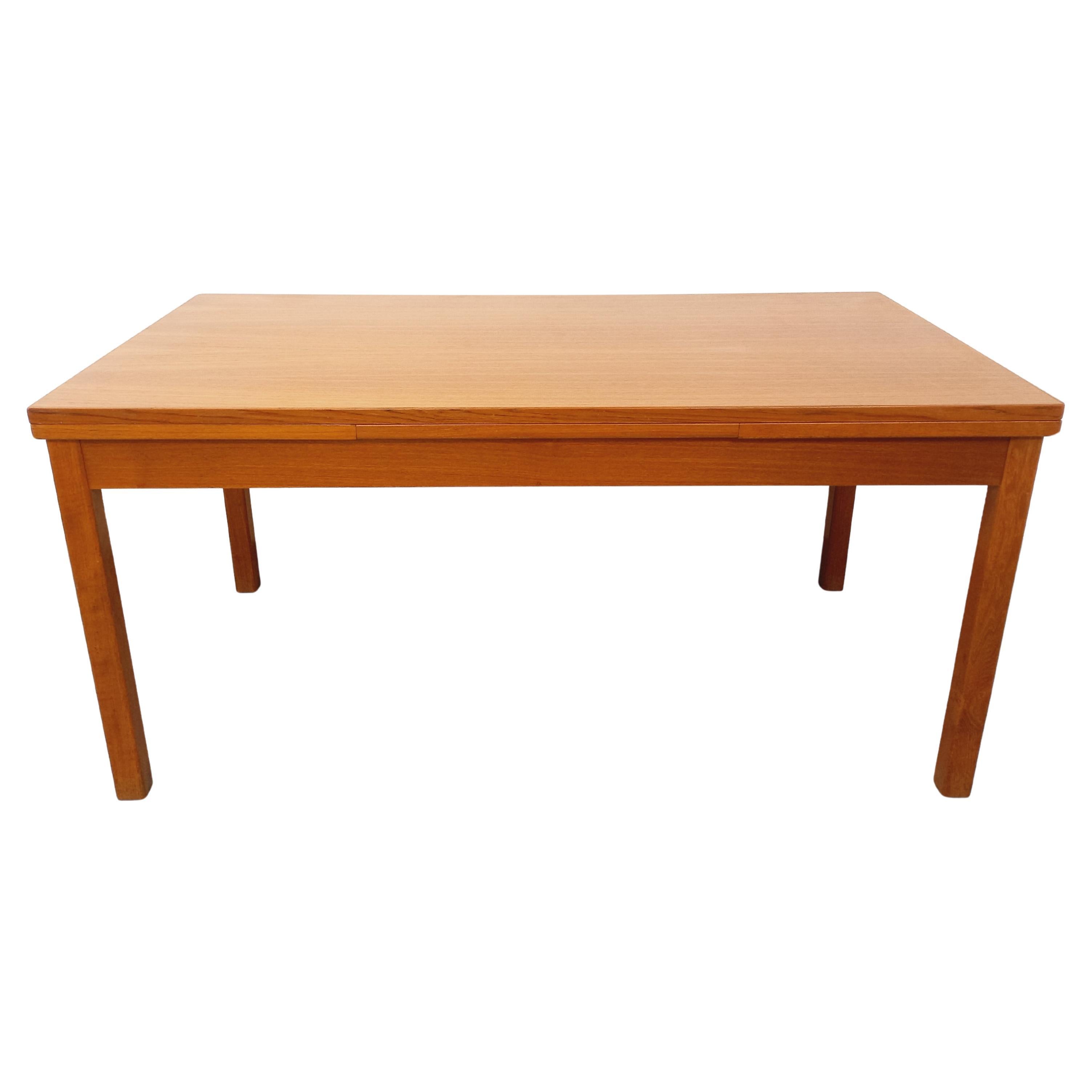 Table à manger style scandinave vintage des années 60 en teck avec rallonges