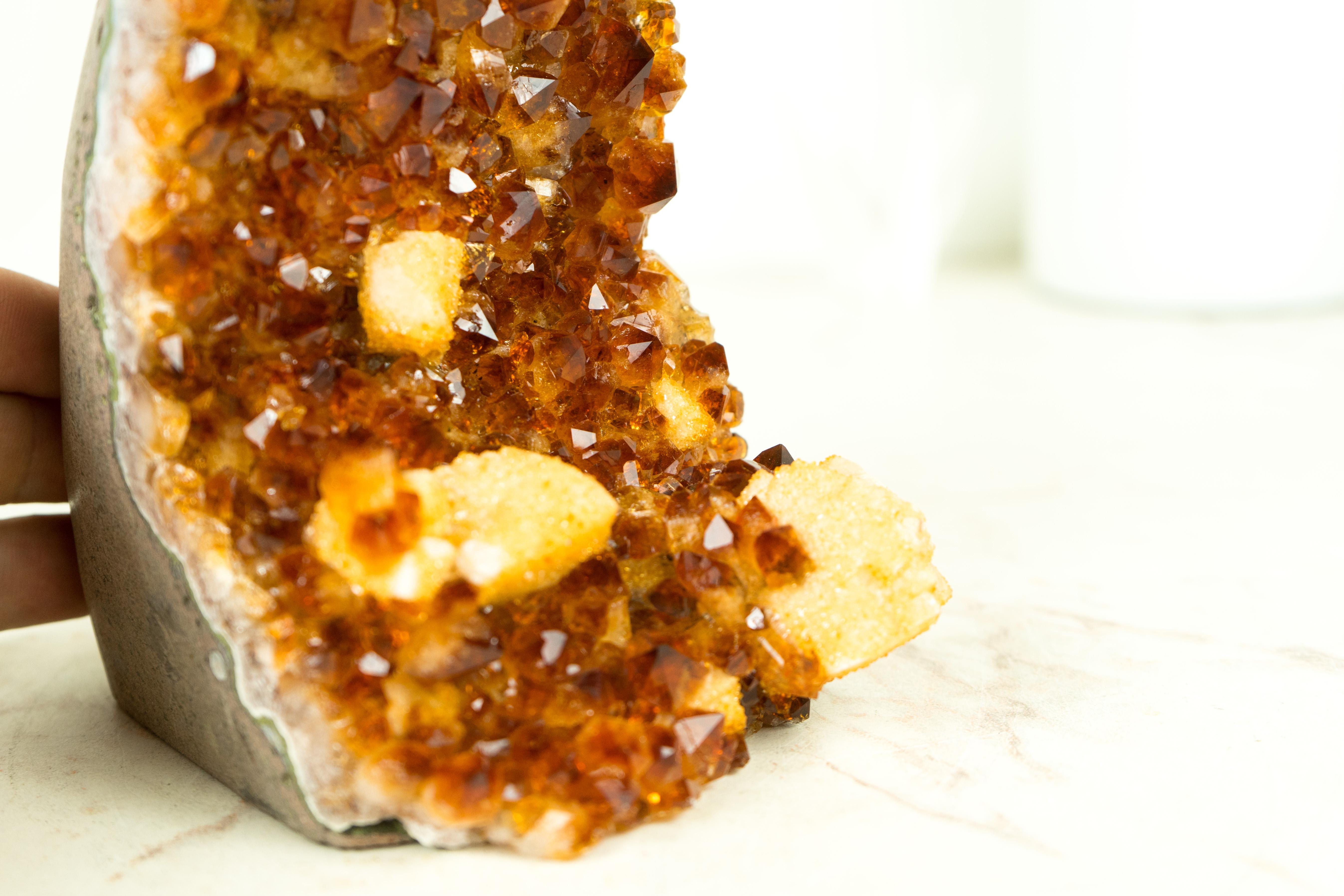 Table Accent Citrine Cluster with Madeira Citrine Druzy and Calcite For Sale 5