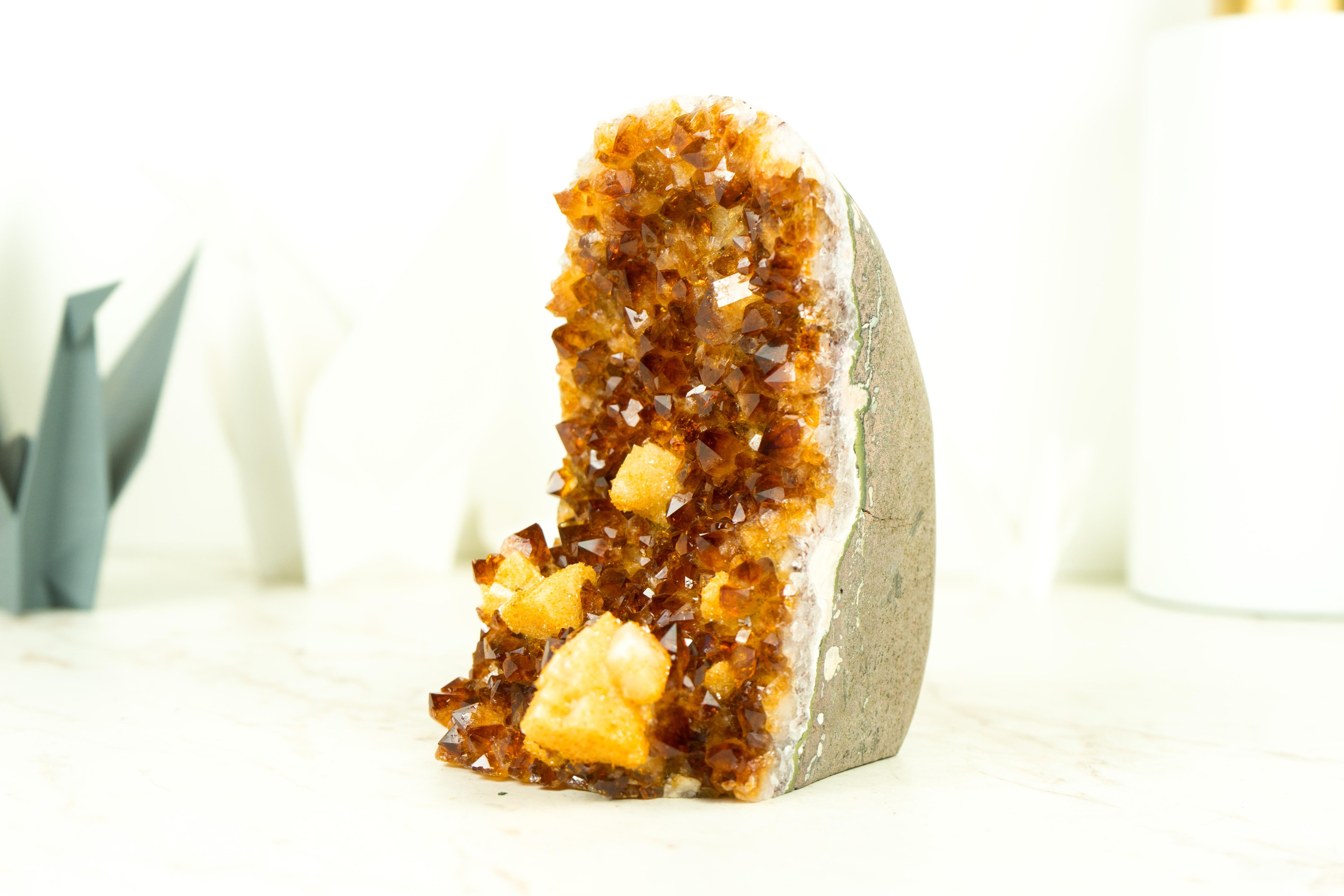 Table Accent Citrine Cluster with Madeira Citrine Druzy and Calcite For Sale 1
