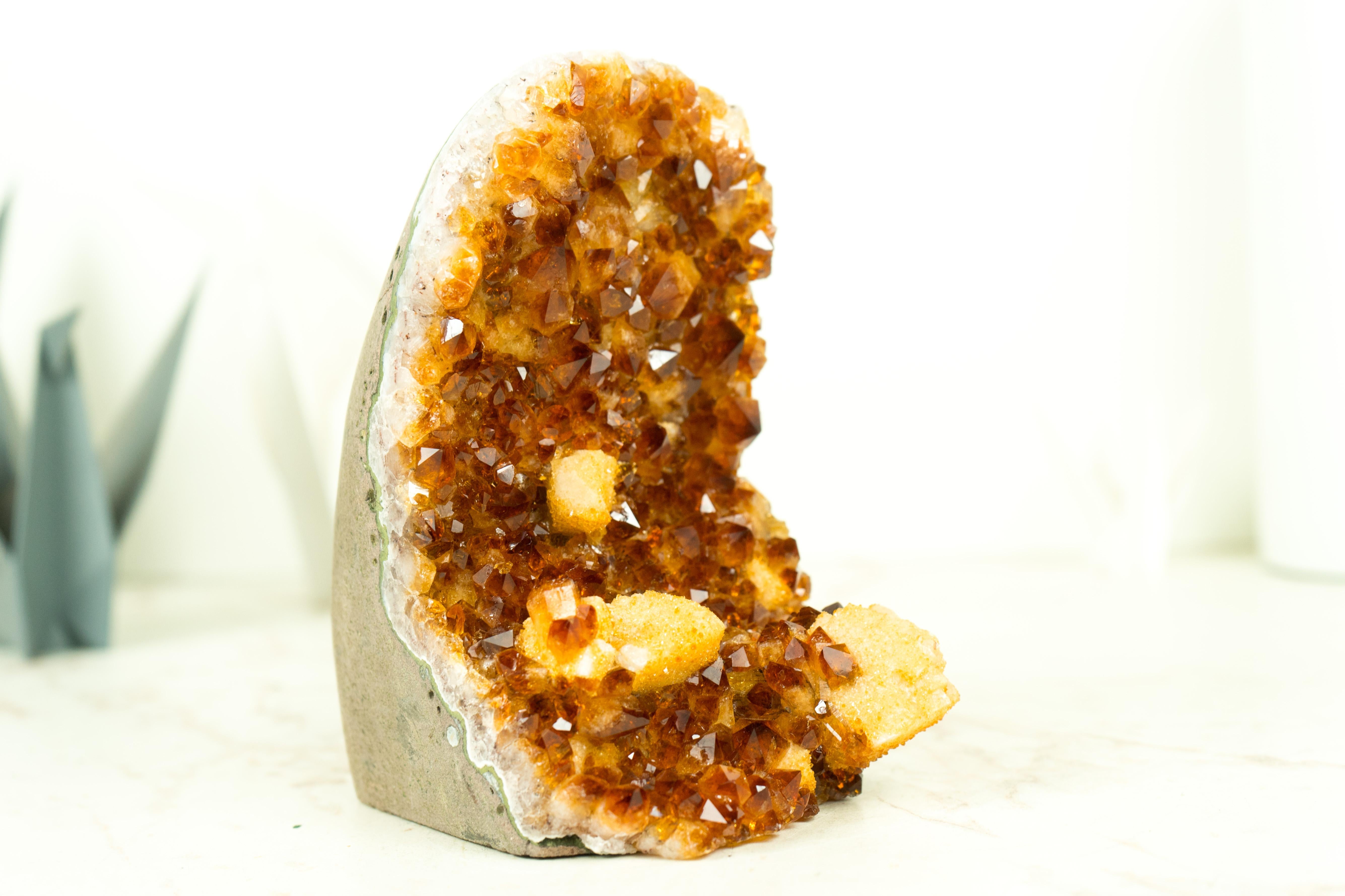 Table Accent Citrine Cluster with Madeira Citrine Druzy and Calcite For Sale 2