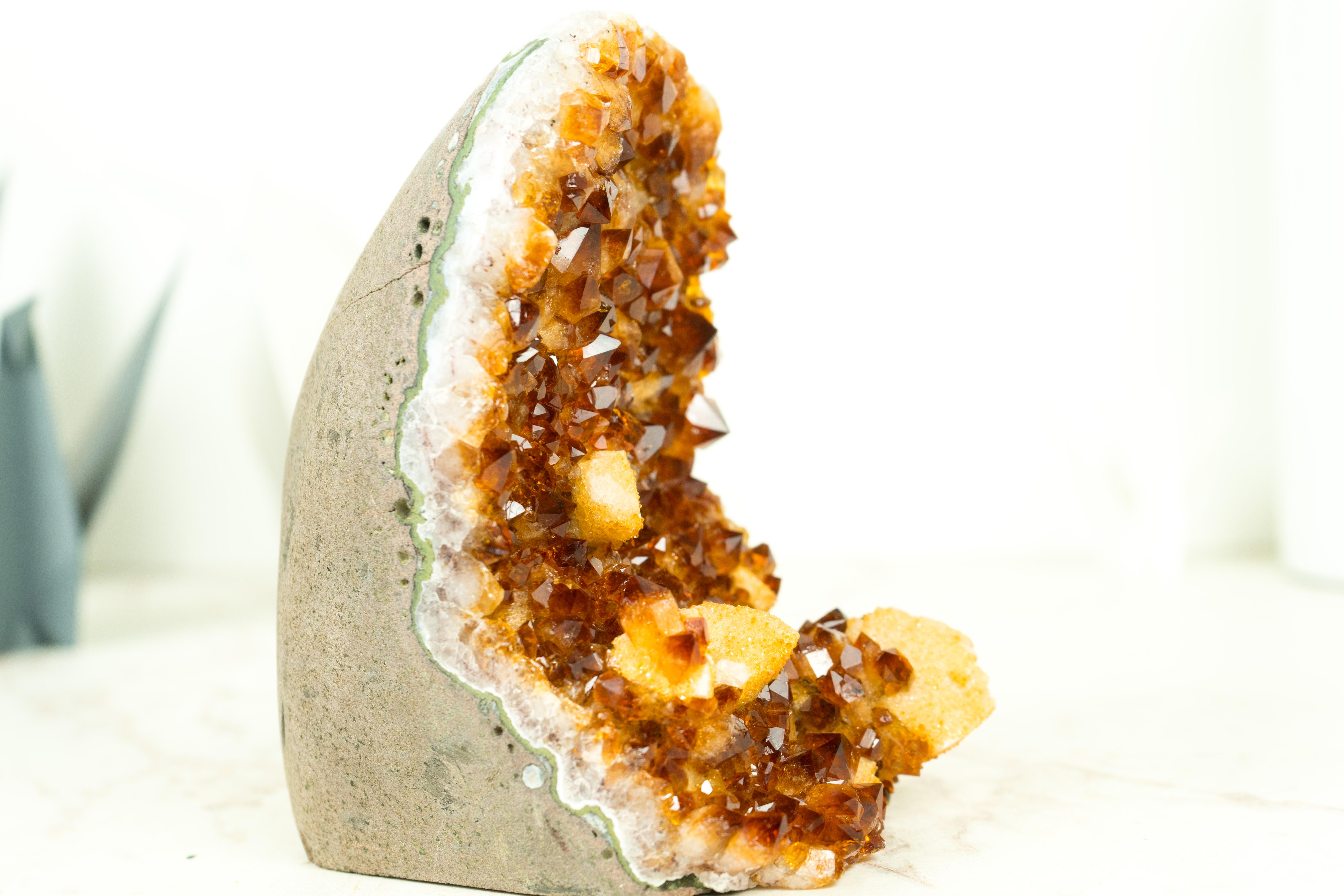 Table Accent Citrine Cluster with Madeira Citrine Druzy and Calcite For Sale 3