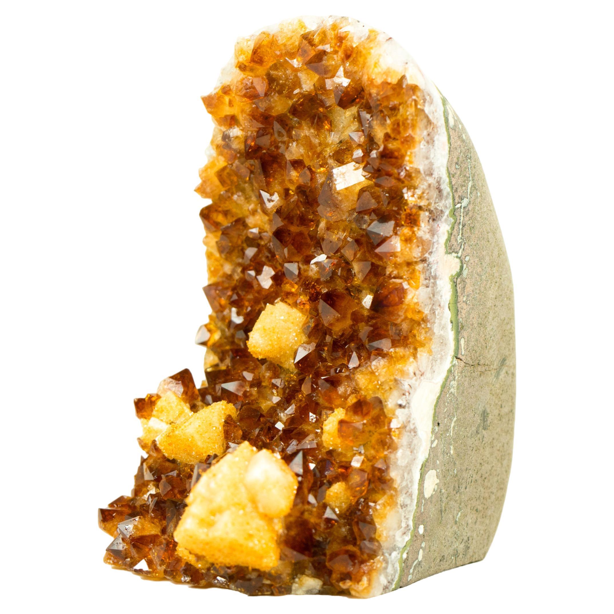 Table Accent Citrine Cluster with Madeira Citrine Druzy and Calcite