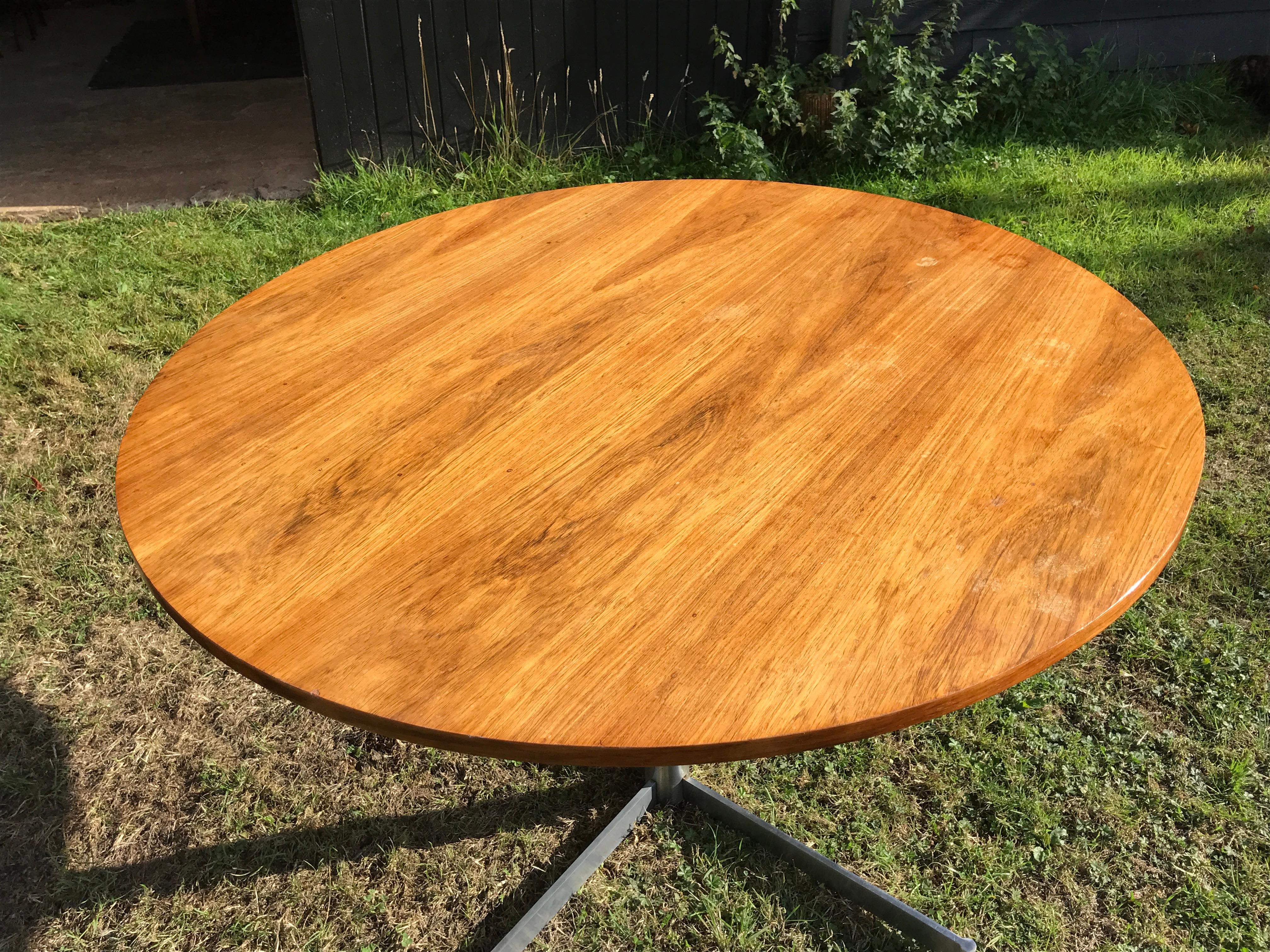Anglais Table réglable Centre Dining Sofa Low Coffee Circular Rosewood Chrome en vente