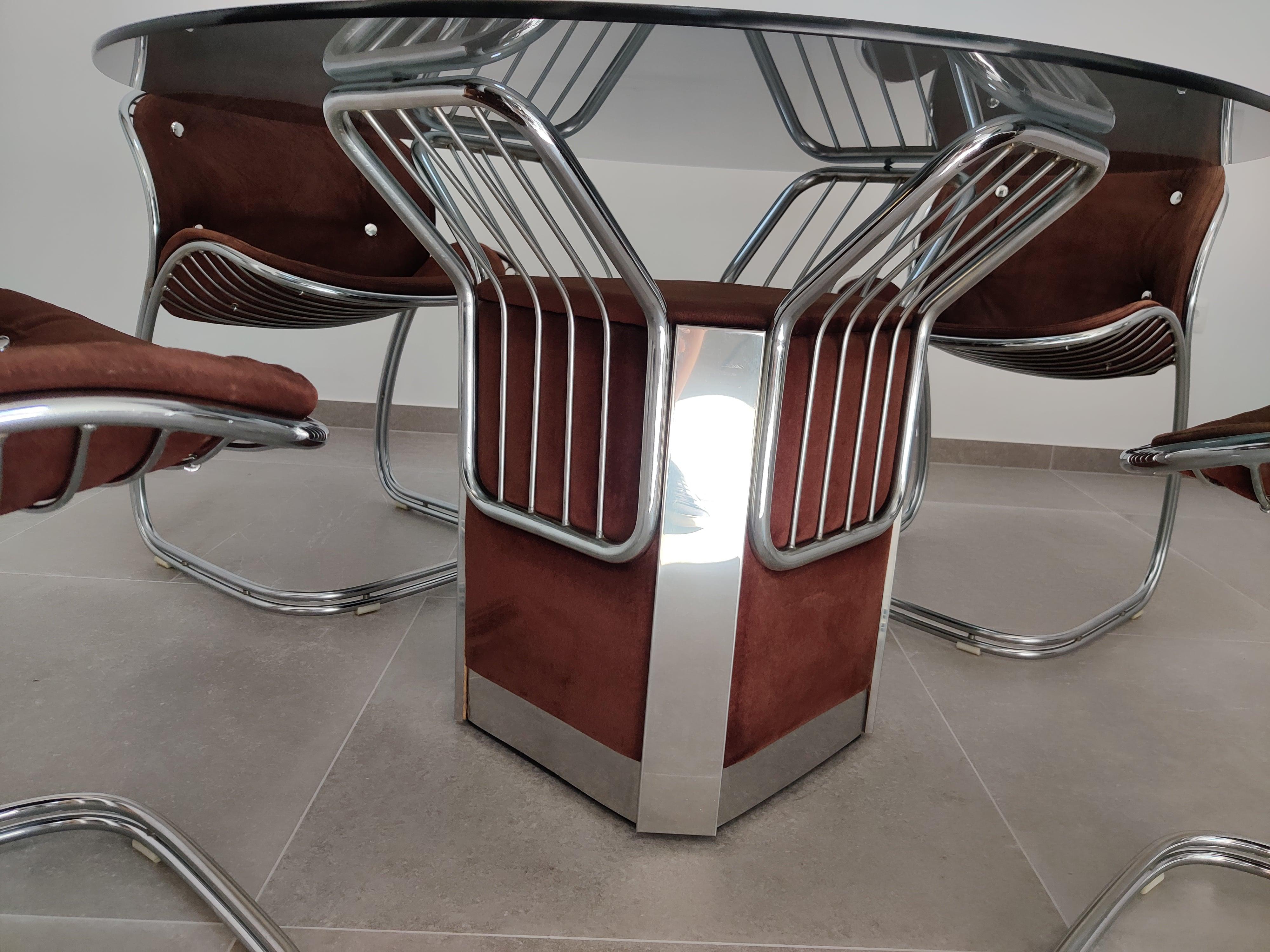Metal Table and 4 Chairs by Gastone Rinaldi for Vidal Grau, 1970s For Sale
