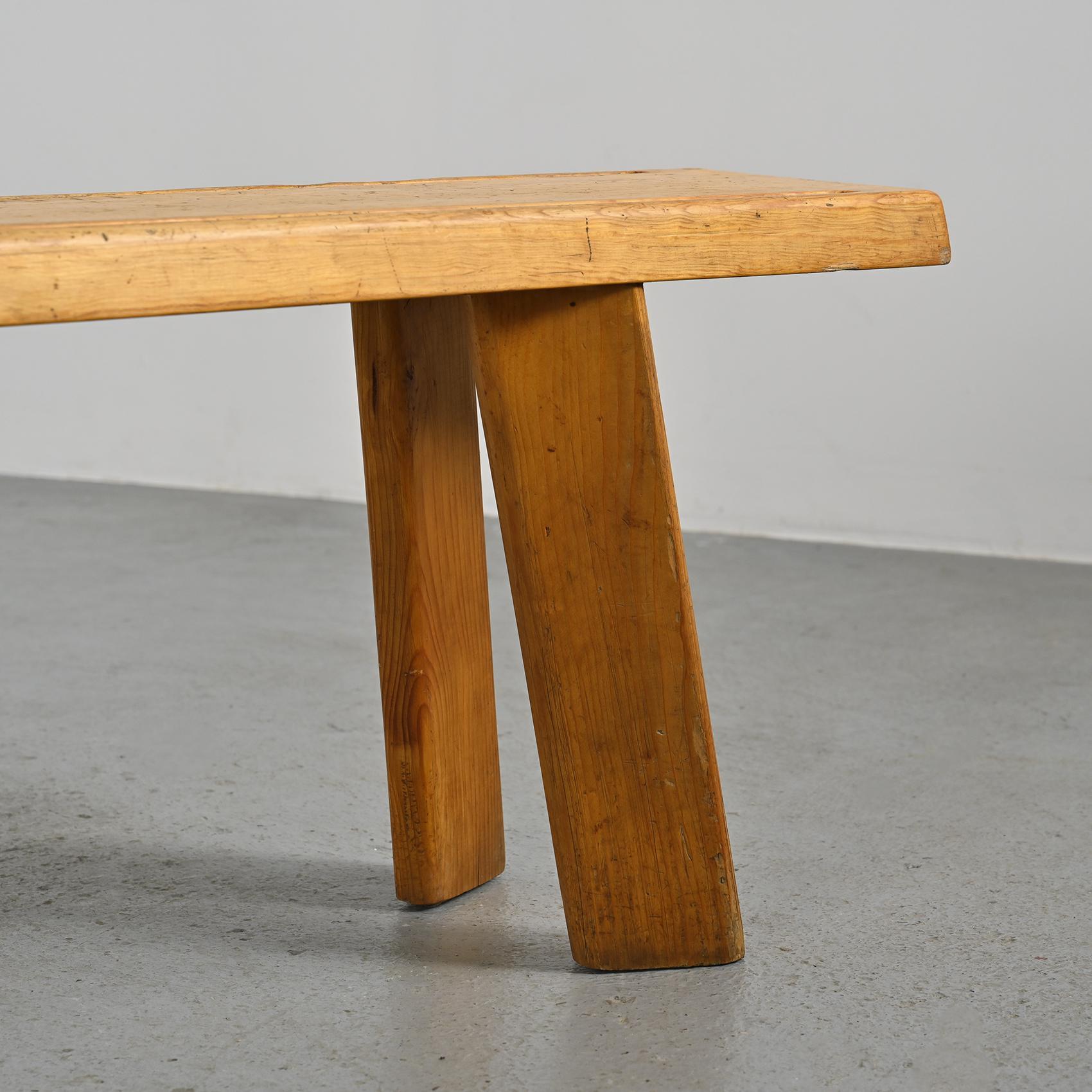 Table et bancs en Wood Wood de Christian Durupt, circa 1960 Bon état - En vente à VILLEURBANNE, FR
