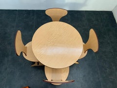 Table and Chairs in Multilayer Beech and Oak, by Pedini Fano, 1960s, Set of 5